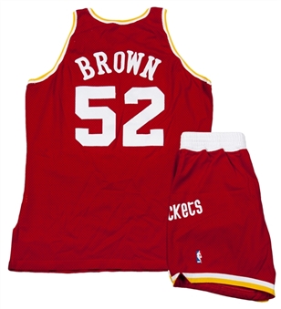 1994-1995 Chucky Brown Game Used Houston Rockets Road Championship Series Uniform (Jersey & Shorts) (Brown LOA)
